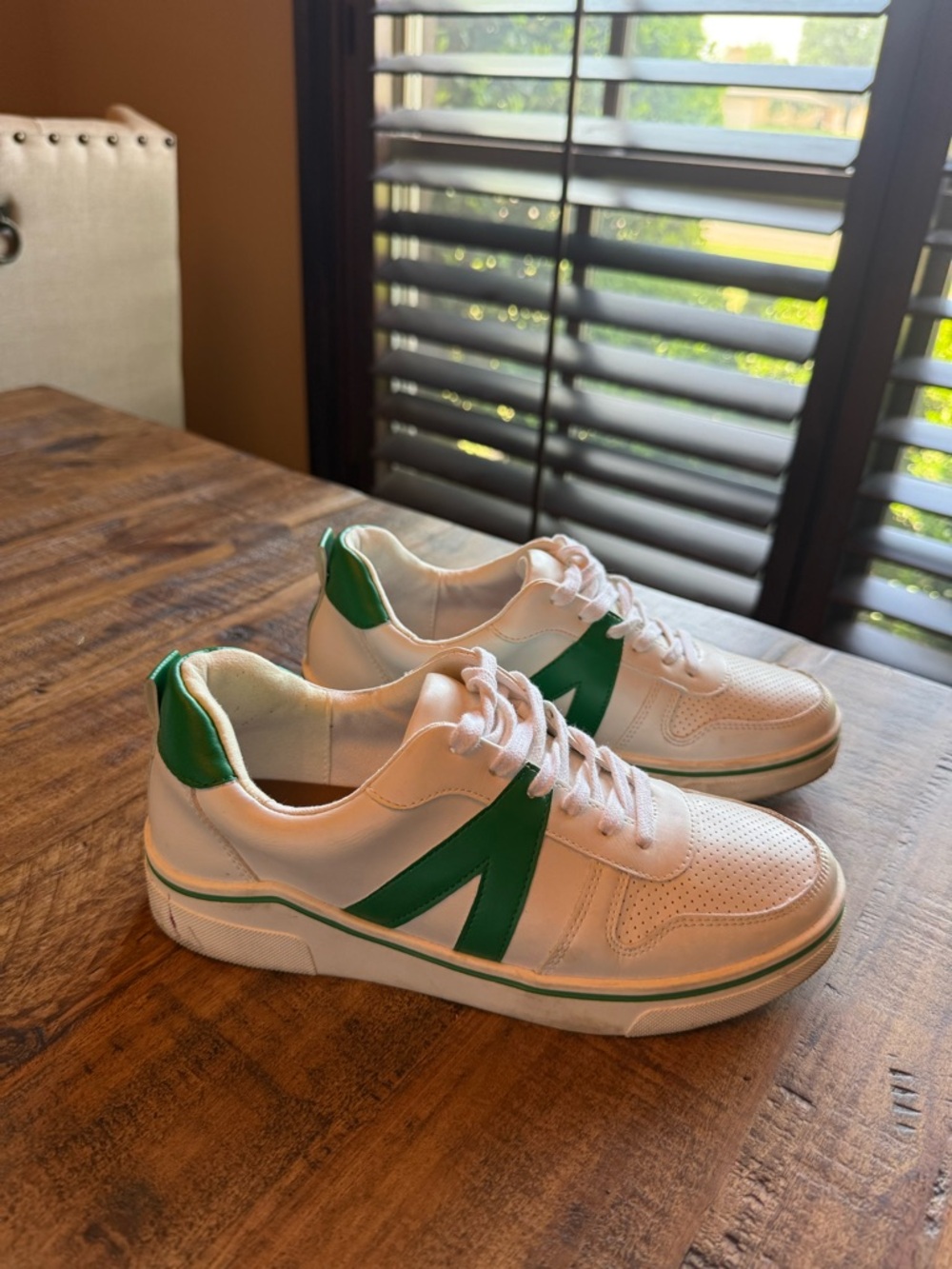 MIA White and Green Low-Top Sneakers